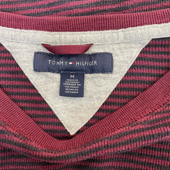 Tommy Hilfiger Burgundy Stripe Ribbed Long Sleeve Shirt - Picture 3 of 5